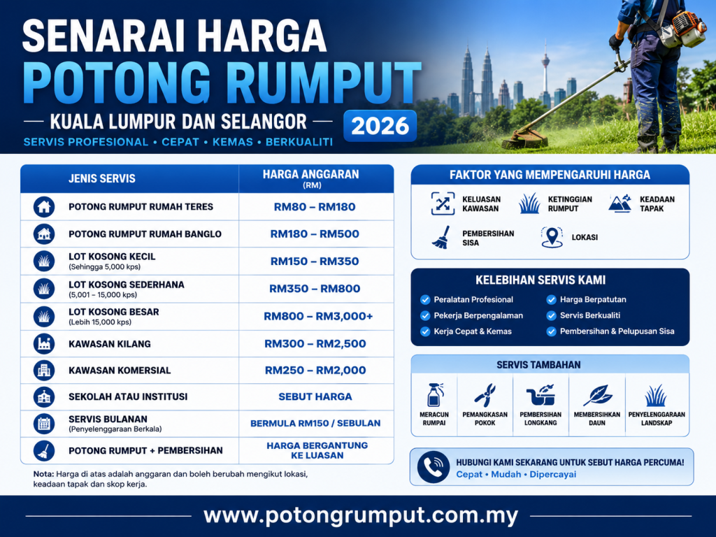 senarai harga potong rumput di kuala lumpur dan selangor